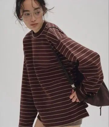 TODAYFUL 보더 롱 티셔츠 초코