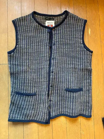 FRANK LEDER 울 혼방 베스트 네이비