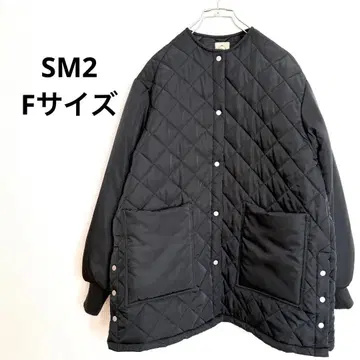 사만사 모스모스 퀼팅 코트 노카라 충전솜 블랙 F 사이즈