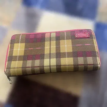 체크 무늬 장지갑 캔버스