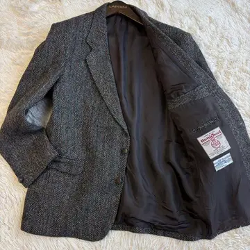 해리스 트위드 트위드 테일러드 자켓 헤링본 싸개 버튼