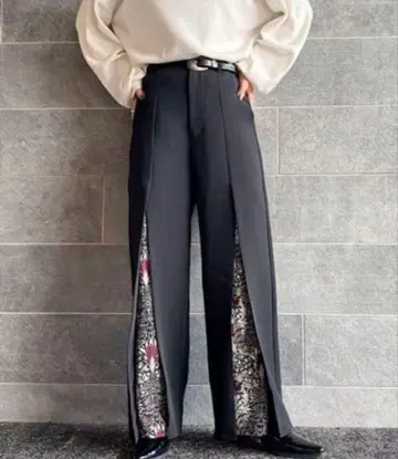 페이지 보이 패턴 턱 레이어드 팬츠