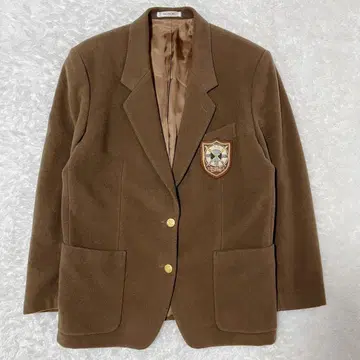 INGEBORG 골드 버튼 엠블럼 캐시미어 혼방 테일러드 자켓 브라운