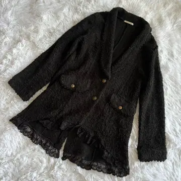 엑시즈팜 자켓 레이스 골드 버튼 블랙 M 프릴