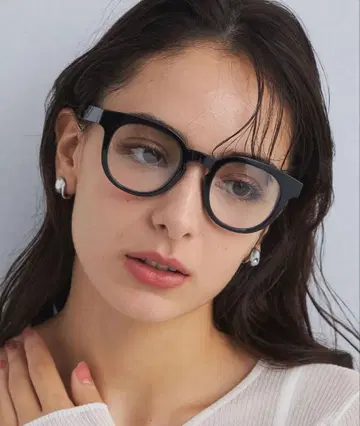 클래식 풀 프레임 클리어 렌즈 안경 그린 레이블 안경