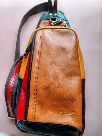 DOUBLES 멀티 컬러 가죽 숄더 바디백