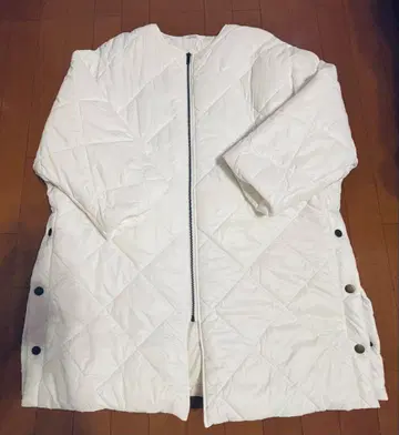 DOUDOU 두두 사이드 버튼 퀼팅 코트 다운 블루종