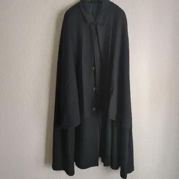 블랙 롱 코트 판초