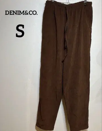DENIM&CO. [ S ] 브라운 캐주얼 팬츠 벨로아 루즈핏