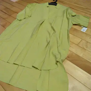 야마다야 2026 Aga 라이트 그린 V넥 반팔 셔츠 원피스