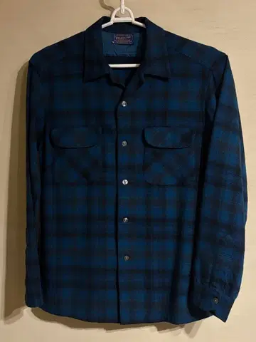 60s 펜들턴 블루 블랙 섀도우 보드 셔츠 L 옴브레