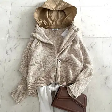 택 포함 새상품 모라비토 25SS 2way 후드 부착 니트 블루종 가디건