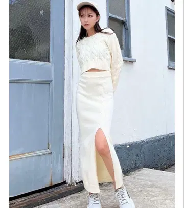 케이블 니트 스커트 셋업