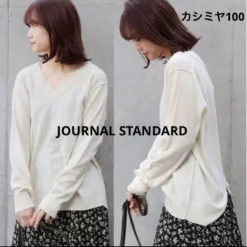 캐시미어 100% 화이트 캐시미어 천축 V넥 풀오버 저널 스탠다드