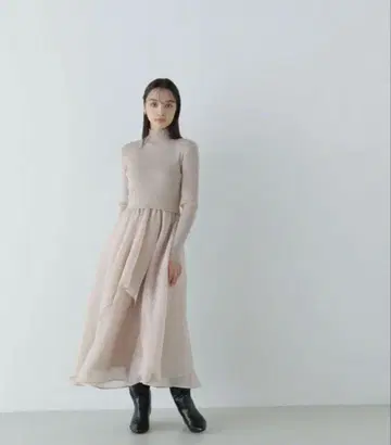 내추럴 뷰티 베이직 오간자 도킹 니트 원피스