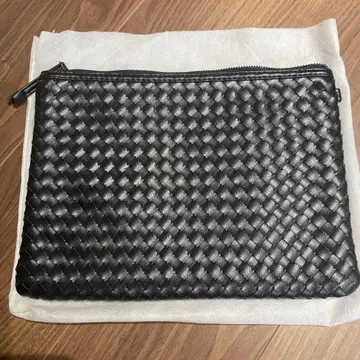 블랙 뜨개질 가죽 클러치백