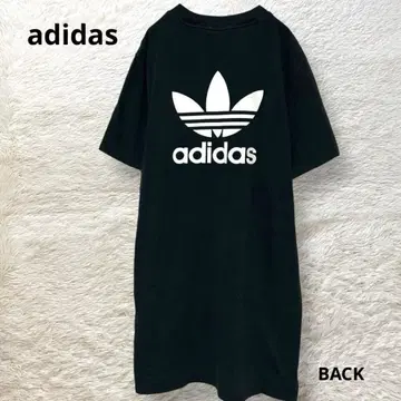 adidas 백 로고 롱 T셔츠 원피스 반팔 무릎 위 기장 블랙 F