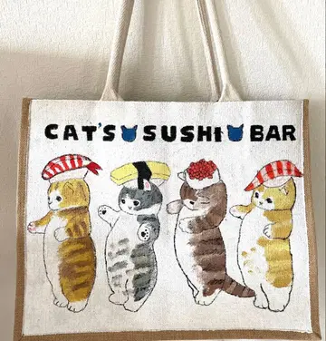 손글씨 회화 방수 고양이 캣 무인양품 주트 마이백 린넨 토트백