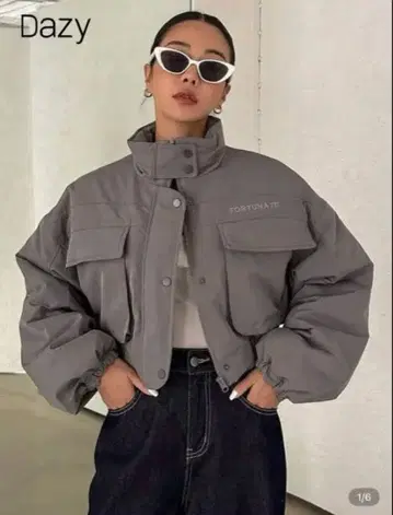 그레이 숏 기장 다운 자켓 SHEIN Dazy M 사이즈