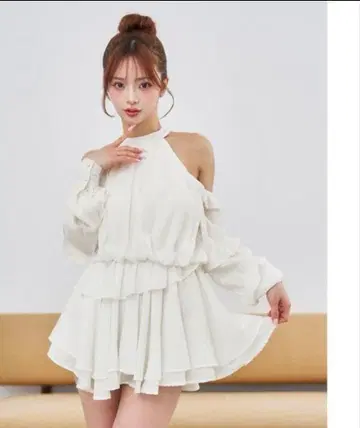 다리치 Darich 볼륨 쉬폰 미니 원피스 FL 화이트