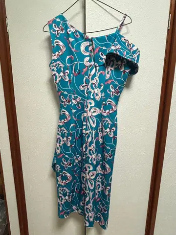 터콰이즈 블루 Trinity 플라워 패턴 드레스 (XS 사이즈)