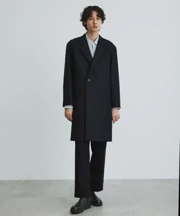 PUBLIC TOKYO 슈퍼140 더블 체스터 코트 블랙 01