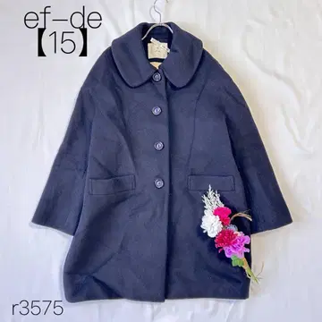 빅 사이즈 에프데 라운드 칼라 코트 울 혼방 네이비 [ 15 ]