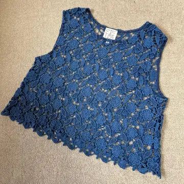 스텔라진 베스트 레이스 여성용 상의 시스루 니트 블루 익명 배송