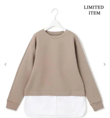 ICB 베이지 레이어드 셔츠 콤비 풀오버