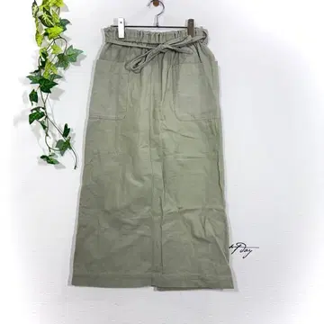 스튜디오 클립 롱 스커트 그린 M 워크 코튼 슬릿