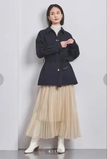 유나이티드 애로우즈 시어 플리츠 스커트 38