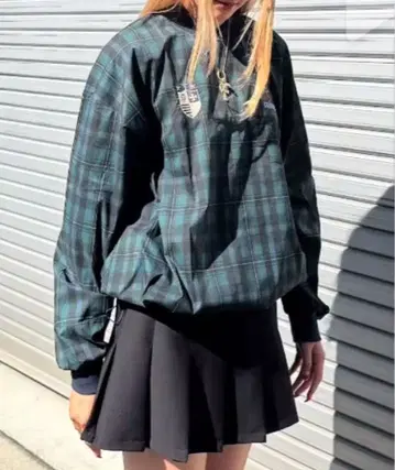 Snap club 나일론 풀오버 체크 드로 코드