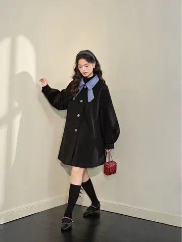 KUOSE 리본 칼라 코트 S