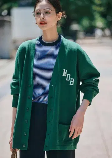 새상품급 매디슨 블루 BIG CARDIGAN COTTON 그린 01
