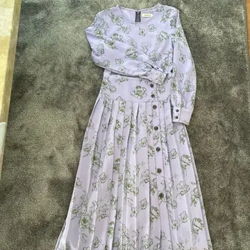 Andemiu 꽃무늬 라벤더 롱 원피스 S 사이즈