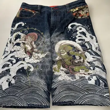 파도와 구름 자수 숏팬츠 사이즈 32 새상품급