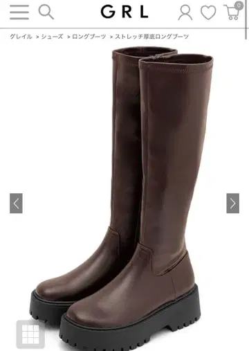 미사용 새상품 브라운 통굽 롱 부츠 스트레치 GRL