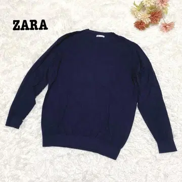 s.450 [자라] 긴팔 니트 얇은 소재 심플 무지 네이비 캐주얼 M