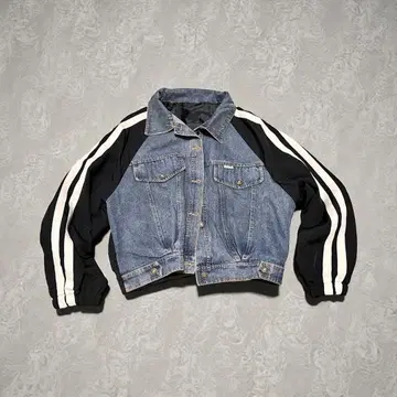데님 나일론 크롭 자켓