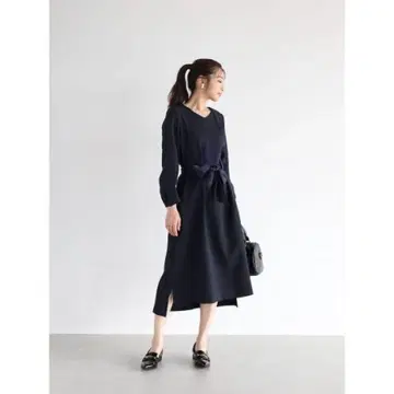 새상품 야마다야 vin 뱅 리본 악센트 네이비 원피스