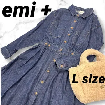 새상품급 emi+ 에미플러스 허리 마크 데님 셔츠 원피스 L 인디고