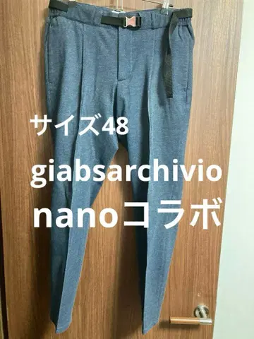 giabsarchivio x nano 콜라보 영구 크리즈 스트레치 팬츠
