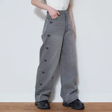 Lovetoxic 리본 자수 와이드 팬츠 M 150
