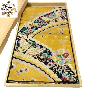 MO-3051 후쿠로 오비 후리소데 화려한 나비와 츠지가하나 골드 블랙