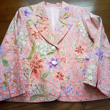 자바 사라사 빈티지 원단 꽃무늬 테일러드 자켓