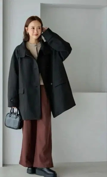 시마무라 mysacloset 다나카 리나 2way 코트 다크 브라운 M