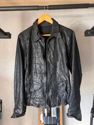 jun hashimoto 블랙 가죽 자켓 하시모토 준 주름 가공