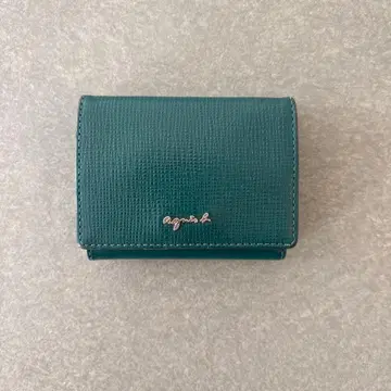 에네스베 3단 폴더형 지갑 미니 월렛 금 로고 가죽 그린 컴팩트