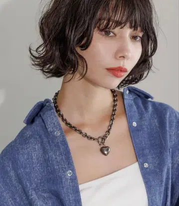 PAGEBOY 하트 만텔 목걸이 블랙