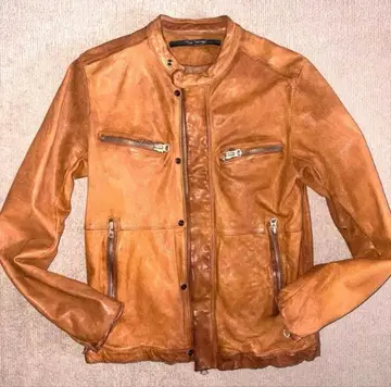 Bark Tannage 브라운 가죽 라이더 자켓 새상품급